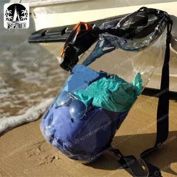 Chirstmas 10L didelės talpos TPU Medžiagos, vieną petį plaukimo krepšys nardymo nutolimas kibirą, maišą Skaidrus vandeniui atsparus krepšys