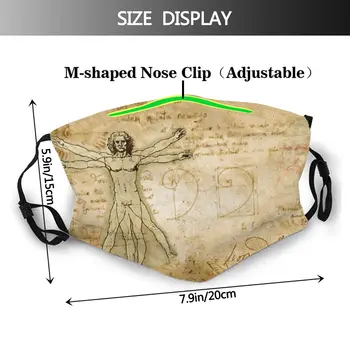 Da Vinci Vitruvian Ne Vienkartiniai Madinga Burnos, Veido Kaukė Anti Vėjo apsauga nuo dulkių Filtrai Lankelį, apsauginis Dangtis Respiratorius