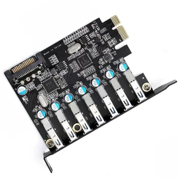 Pcie 7-Port Usb Superspeed USB 3.0 PCI-E Express Plėtra Adapteris Hub Kortelę Su SATA 15P Maitinimo Kabelio Jungtis, Skirta Staliniai kompiuteriai