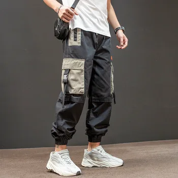 Juostelės Kišenės Haremas Poilsiu Vyrų Krovinių Kelnės Streetwear 2020 Metų Hip-Hop Atsitiktinis Track Pants Vyriškos Harajuku Mados Kelnės
