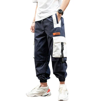Juostelės Kišenės Haremas Poilsiu Vyrų Krovinių Kelnės Streetwear 2020 Metų Hip-Hop Atsitiktinis Track Pants Vyriškos Harajuku Mados Kelnės