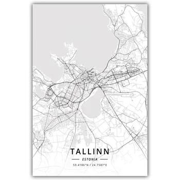Taline (Estija Žemėlapis Plakatas