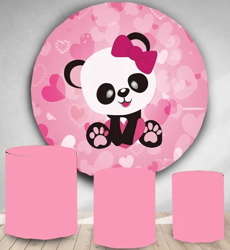 Apvalus Ratas fonas fonas rožinė panda temą gimtadienio apdailos mergina baby shower karamelinis desertas stalo dangtis YY-99