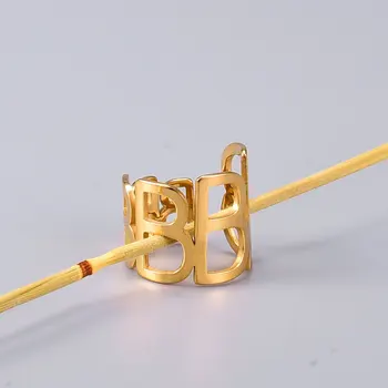 Amaiyllis 18K Aukso Paprasta Atidarymo Raide B Žiedas Perdėti Platus rodomojo Piršto Žiedas Aukso Tuščiaviduriai Papuošalai moterims