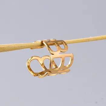 Amaiyllis 18K Aukso Paprasta Atidarymo Raide B Žiedas Perdėti Platus rodomojo Piršto Žiedas Aukso Tuščiaviduriai Papuošalai moterims