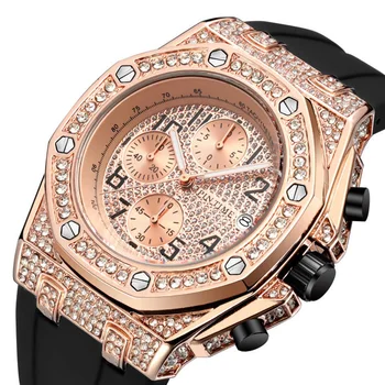 Rose Aukso Vyrai Laikrodžiai Top Brand Prabanga Chronograph Watch Vyrų Diamond Karinės Sporto Laikrodis Vyrų Laikrodis Hip-Hop Reloj Hombre