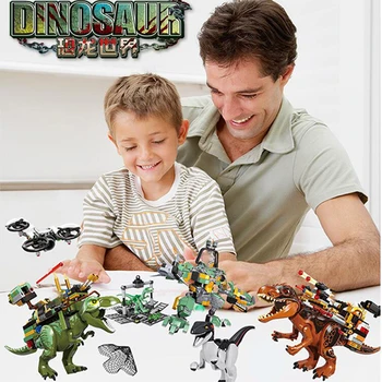 381pcs Dinozaurų Mech Blokai Tyrannosaurus Velociraptor Dragon Knight Miesto Sumos Plytų Žaislas Vaikams Vaikams
