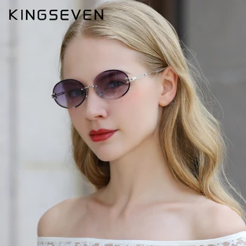 KINGSEVEN DIZAINO Mados Ovalo formos Saulės akiniai Moterų Taškus Akiniai nuo saulės 
