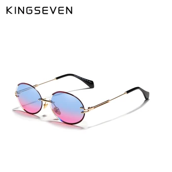 KINGSEVEN DIZAINO Mados Ovalo formos Saulės akiniai Moterų Taškus Akiniai nuo saulės 