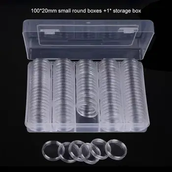 100VNT 22mm Plastikinės Monetos Turėtojas Kapsulių talpa / Storage Box ir Putų Tarpiklis Monetų Kolekciją Ekranas Atveju Organizatorius