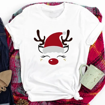 Star Medžio Dovana Spausdinimo Drabužių Naujųjų Metų Tees Moterims Lady Linksmų Kalėdų Spausdinti Marškinėlius Drabužius, Viršuje Grafinis Moterų T T T T T T T T T T-shirt