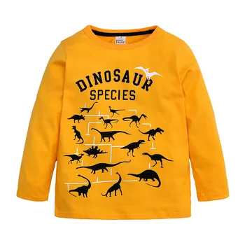 Nauja Rudens Berniuko, Medvilnės marškinėliai ilgomis Rankovėmis Animacinių filmų Dinozaurų Marškinėliai Berniukams Laišką Marškinėliai Vaikams, Vaikų Drabužiai