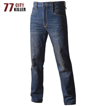 77City Žudikas Karinės Džinsinio audinio Kelnės Vyrams Taktinis Krovinių Elastingumą Poilsiu Vyrų Multi-kišenėje Nešiojami Mens Kelnės Kaubojus Kelnės