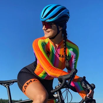 XAMA Dviračių sportas vasaros dviračių vyriški ilgomis rankovėmis skinsuit trajes ciclismo mujer dviračių moterų suknelė jumpsuit dviračių komanda kūno kostiumas