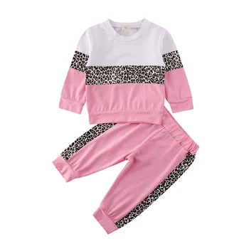 2020 m. Rudenį Kūdikių, Mergaičių Drabužiai Nustatyti Bamblys Vaikai Long Sleeve T-Shirt Viršuje Kelnės Leopardas Spausdinti Laisvalaikio Apranga, Tracksuit Nustatyti 1-5T