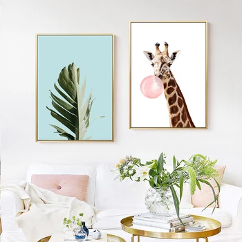 Bloom, Kur Jūs Sodinami Pink Giraffe Burbulas Plakatas ir Spausdinimo Drobės Tapybos POP Sienos Menas Nuotraukas, Miegamasis Namų Dekoro