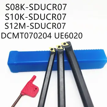 3 gabalus S08K-SDUCR07 S10K-SDUCR07 S12M-SDUCR07 95 laipsnių spirale tekinimo įrankis nuobodu juosta + 10 vienetų DCMT070204 tekinimo peilis įrankis