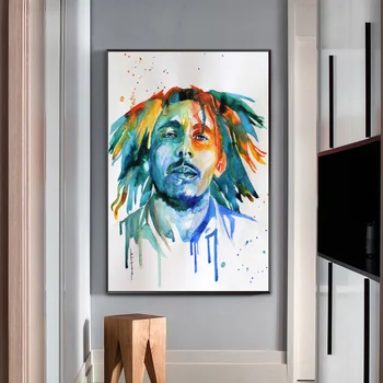 Bob Marley Tapyba, Portretas, Plakatų ir grafikos, Akvarelės Paveikslai Tapyba Sienos Menas Nuotraukas, Gyvenamasis Kambarys,Miegamasis Namų Dekoro