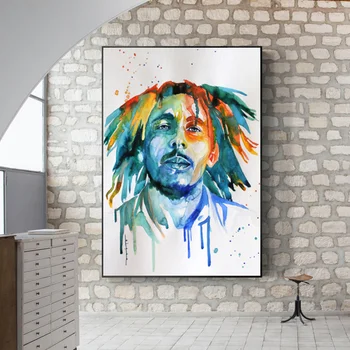 Bob Marley Tapyba, Portretas, Plakatų ir grafikos, Akvarelės Paveikslai Tapyba Sienos Menas Nuotraukas, Gyvenamasis Kambarys,Miegamasis Namų Dekoro