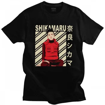 Anime Shikamaru Nara T-shirt Homme Medvilnės Japonijoje Manga Naruto Marškinėliai, Trumpas Rankovėmis Atspausdintas Marškinėlius Merch Drabužiai