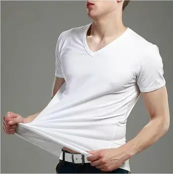 Vyrai Paprastą Tuščią Slim Fit Marškinėliai Vyrams 2020 Metų Vasaros trumpomis Rankovėmis V-Kaklo Pagrindinių Vyrų Viršūnes Tees Drabužių Vyras MT-14203
