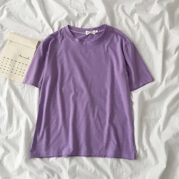 T-marškinėliai Moterims trumpomis Rankovėmis Vasaros Moterų Tees Viršuje Prarasti Tvirtą Ins Minimalistinio Atsitiktinis Harajuku Kelių Spalvų Visos rungtynės Mados