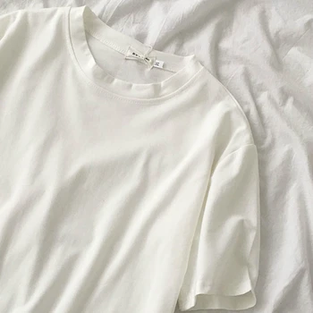 T-marškinėliai Moterims trumpomis Rankovėmis Vasaros Moterų Tees Viršuje Prarasti Tvirtą Ins Minimalistinio Atsitiktinis Harajuku Kelių Spalvų Visos rungtynės Mados