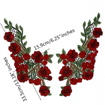 10Pairs Raudona Gėlių Aplikacijos Pleistrai Gėlių Siuvinėjimo Nėrinių Audinio Lopai Lipdukai Aprangos Dekoravimo, Siuvimo Reikmenys T2513