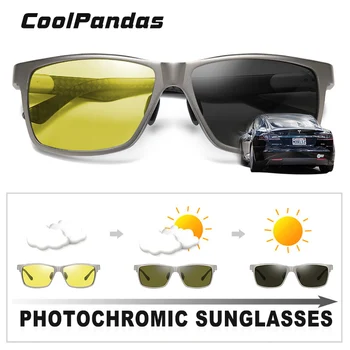 Photochromic Aliuminio Magnio Aikštėje Vyrų, Akiniai nuo saulės, Poliarizuoti nuo Saulės akiniai, Vyrams, Moterims, Vairavimo Akiniai Oculos masculino Vyras