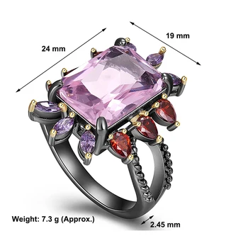 Labai Gražus Žiedas Nutiesti didelis Stačiakampio Formos Rožinė Kristalų Saldus Gana Didelis Papuošalų dizaino Prabangūs Žiedai
