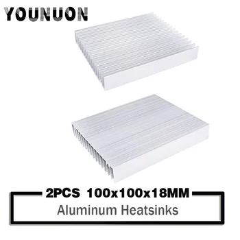 2vnt YOUNUON 100x100x18mm radiatorius, Aliuminio heatsink karštojo Išspaudimo (ekstruzijos) šilumos kriaukle 20-50W LED Elektroninis šilumos išsiskyrimas radiatorius aušinimo