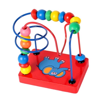 Mini Dramblys Aplink Granules, Žaislai, Kūdikių Spalvinga WoodenAround Karoliukai, Viela Labirintas Švietimo Žaislas, Žaidimas Vaikams