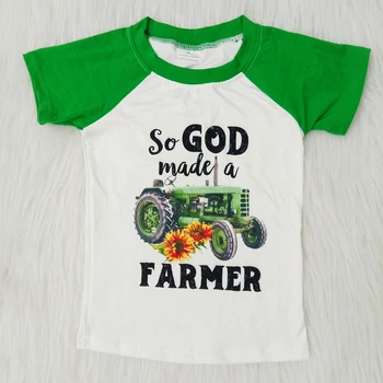 Karšto parduoti ūkio stiliaus vaikams drabužius kūdikiui berniukas sunkvežimio modelis ir raidžių dizainas raglan rankovėmis berniukams, t-marškinėliai su trumpomis rankovėmis