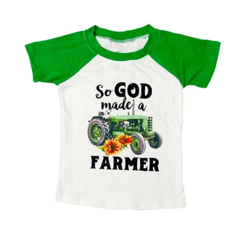 Karšto parduoti ūkio stiliaus vaikams drabužius kūdikiui berniukas sunkvežimio modelis ir raidžių dizainas raglan rankovėmis berniukams, t-marškinėliai su trumpomis rankovėmis
