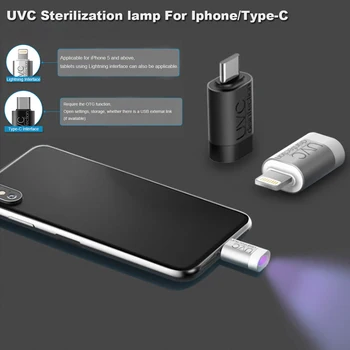Nešiojamų Telefono UV Sterilizavimo Lempos Dezinfekuoti Bakterijų USB Sterilizer uv-C Šviesos Nešiojamą Erkės Žibintai, Skirta 