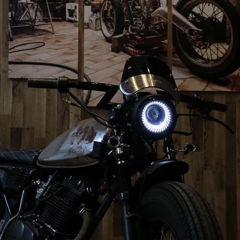 Retro LED Motociklo priekinis žibintas Moto priekinio Žibinto Laikiklis Hi&Lo Šviesos Lemputė Harley Sportster Cafe Racer Plėšikas Honda Yamaha Suzuki