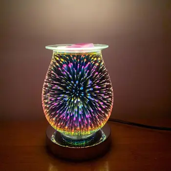 3D LED Naktį lengvo Prisilietimo Jutiklis Aromato difuzorius Elektros Žvakė, Šildytuvas, Stiklo Vaško Lydymo Šildytuvas Su Šviesos Fejerverkų Efektas