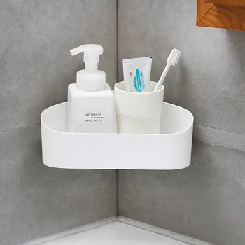 A1 1PC Vonios lentyna nemokamai skylių sienos montuojamas kampe plastiko stalčiuko tualetas, vonios kambarys trikampis bagažinės wx9030944
