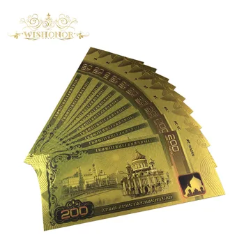 10vnt/daug 2018 Naujo Modelio Rusija Banknotų 200 Rublių Banknotą į 24k Auksu Padirbtų Pinigų, kaip Dovanos