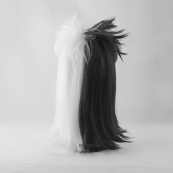 Helovinas Moterų 101 Cruella de Vil perukas Cruella juoda sumaišykite baltojo trumpų banguotų plaukų perukas kostiumai etape perukas