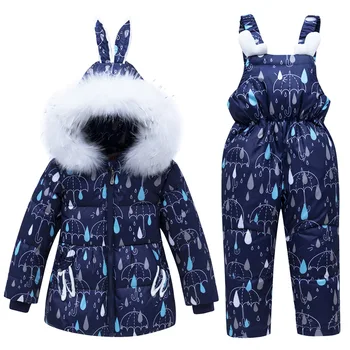 Nauji Kūdikių Mergaitės Berniukai Žiemos Paltai Snowsuit Antis Žemyn Bamblys Merginos Žiemos Komplektai Sniego Dėvėti Jumpsuit Lietaus Dot Hoodies Striukė