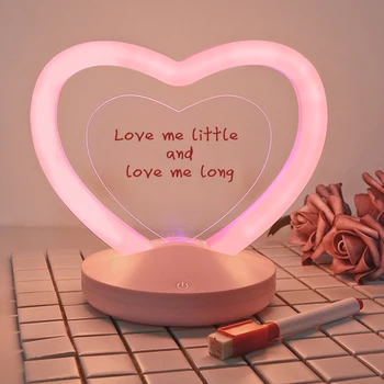 Palieskite Perjungti USB Įkrovimo Galiniais LED Lempa Skaitymui Gimtadienio Dovana Valentino Dienos Puošmena Meilė Širdies Pranešimą Naktį Šviesos Namuose