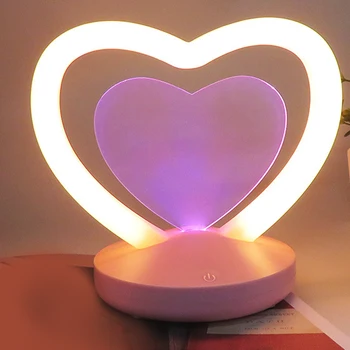 Palieskite Perjungti USB Įkrovimo Galiniais LED Lempa Skaitymui Gimtadienio Dovana Valentino Dienos Puošmena Meilė Širdies Pranešimą Naktį Šviesos Namuose
