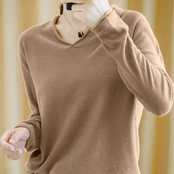 Smpevrg 19 medvilnės megzti megztinis moteriška puloveriai) su V-kaklo, ilgomis rankovėmis moterų megztinis moteriška prarasti mados jumper traukti femme