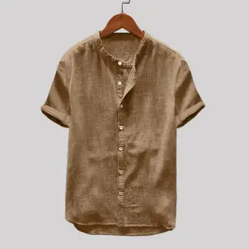Vasaros vyriški medvilniniai skalbiniai atsitiktinis marškinėliai kieto spalvų trumparankoviai medvilnės skalbiniai