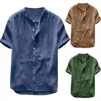 Vasaros vyriški medvilniniai skalbiniai atsitiktinis marškinėliai kieto spalvų trumparankoviai medvilnės skalbiniai