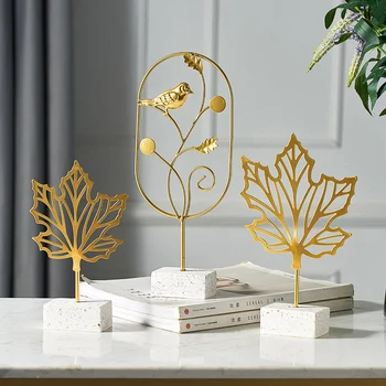 Kūrybos Aukso lapų Namų Dekoro Priedai Modernus Gėlių Ornamentais Miniatiūriniai Metaliniai Kibirėliai mediniai biuro stalo apdailos