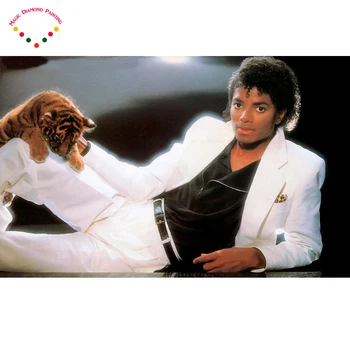 Diamond tapybos Superžvaigždė dainininkė Michael Jackson kryželiu tigras Cirkonio siuvinėjimo plastiko craftsFull diamond tapyba