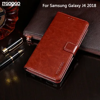 Case For Samsung Galaxy J4 2018 Padengti Aukštos Kokybės Apversti Odinis dėklas, Skirtas Samsung J4 2018 J400 Padengti Rubisafe Telefono bagCase