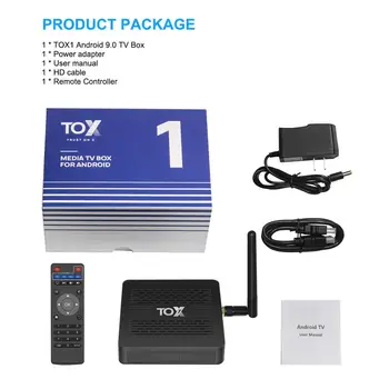 Naujas TOX1 Amlogic S905X3 Android 9.0 TV Box 4GB 32GB Set top box, 2.4 G 5G WiFi, Bluetooth 1000M 4K media player 